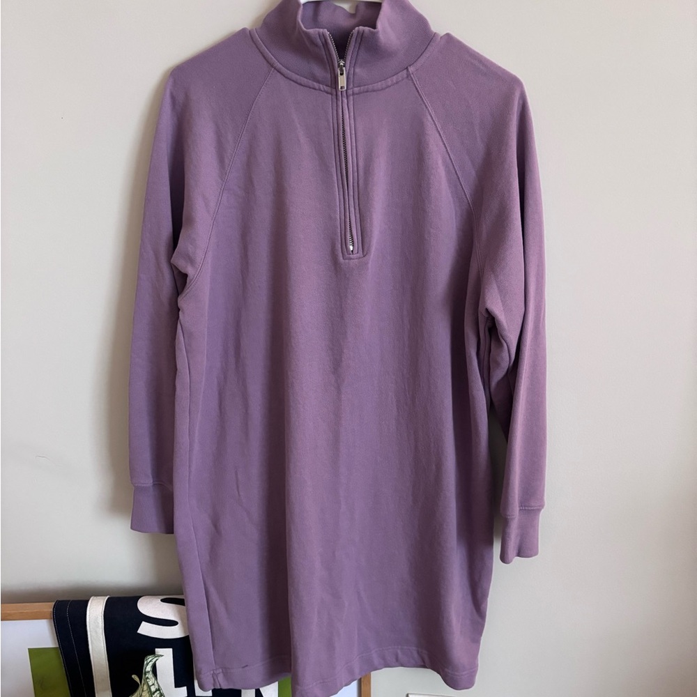 GAP Lavender Quarter-Zip Sweatshirt Dress